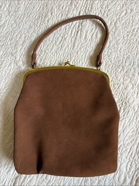 VINTAGE JANA ITALY kiss-lock brown handbag